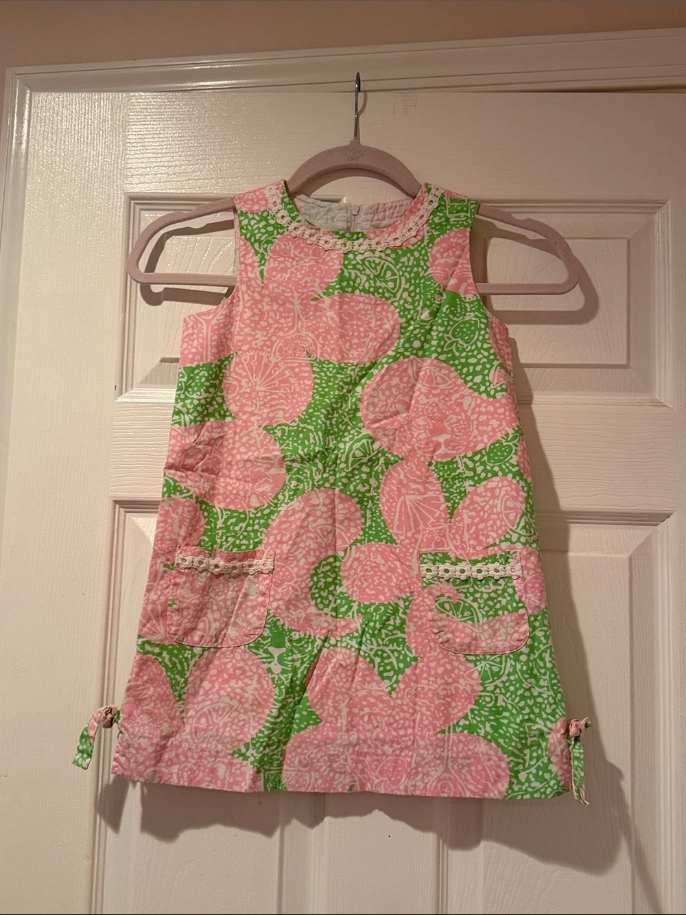 Lilly Pulitzer Pink and Green Sleeveless Shift Dress - Girls